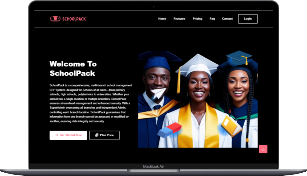 SchoolPack school management dashboard developed by TriNex Technology