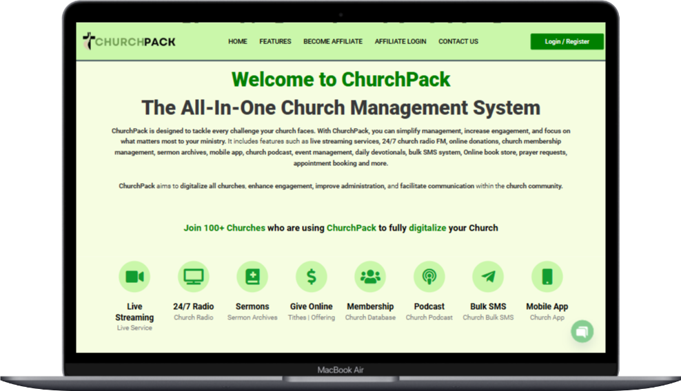 ChurchPack church management system built by TriNex Technology